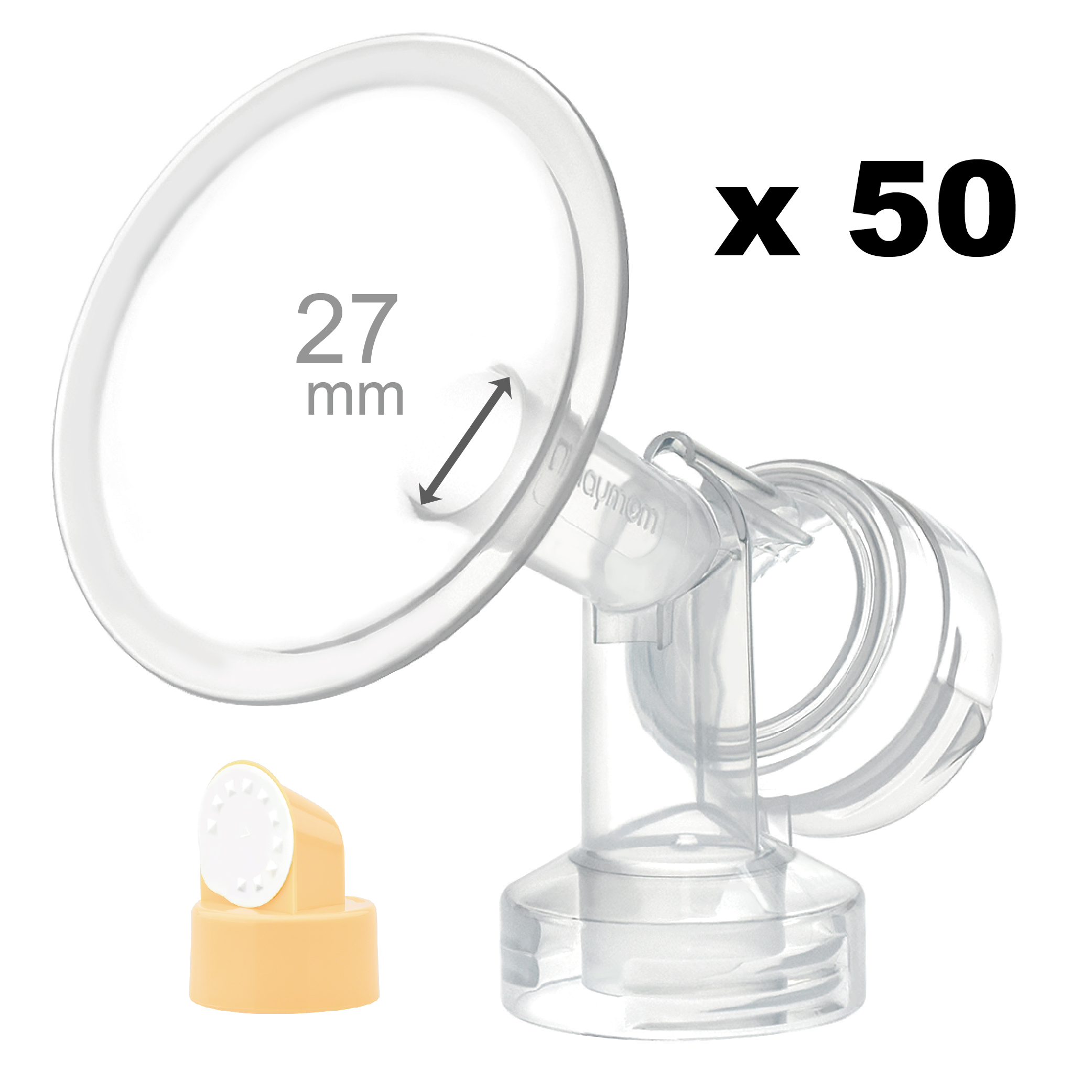 (image for) Breastshield (flange) with valve/membrane for Medela, 27 mm, 50 pc; Narrow (Standard) Bottle Neck